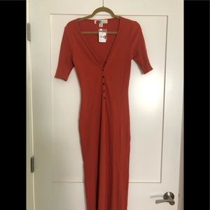 Free People Red/Orange Midi Dress